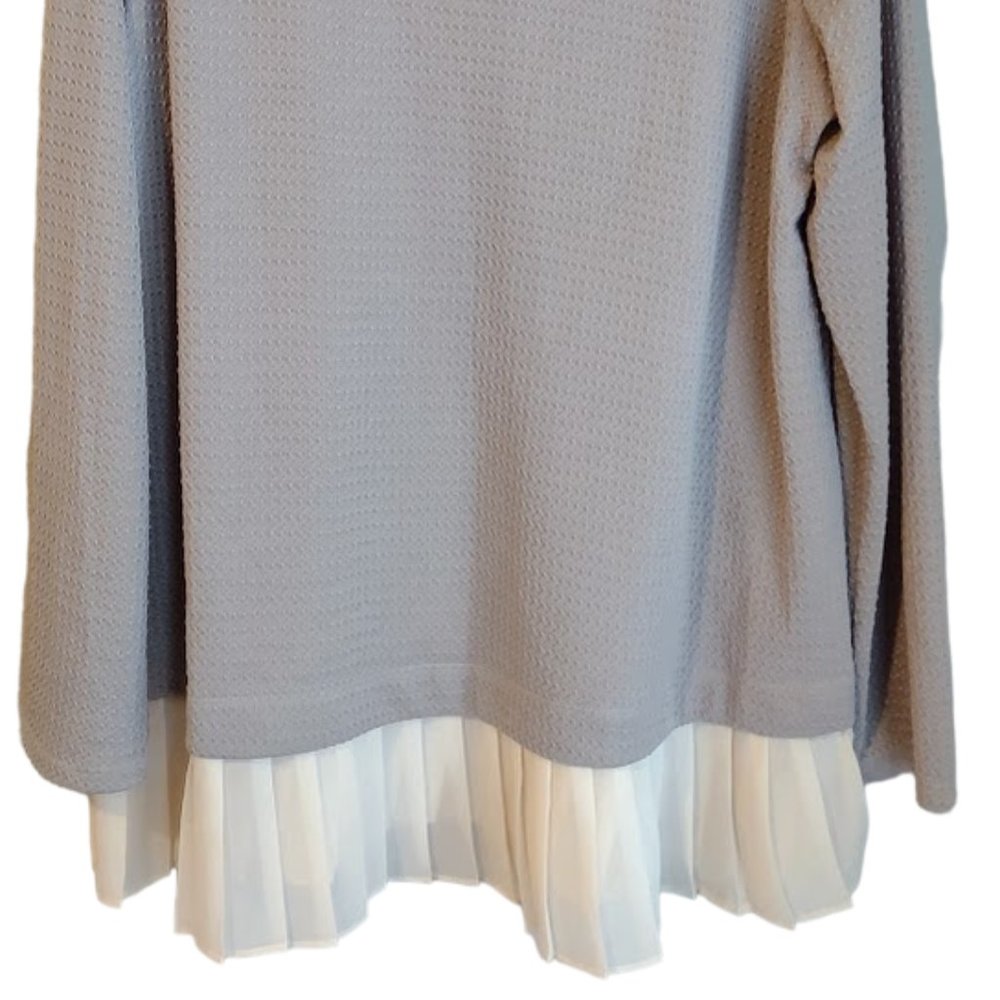 Women's Lauren Conrad Long Sleeve Pleated Hem BlouseTaupe & Cream Size XXL NWT!